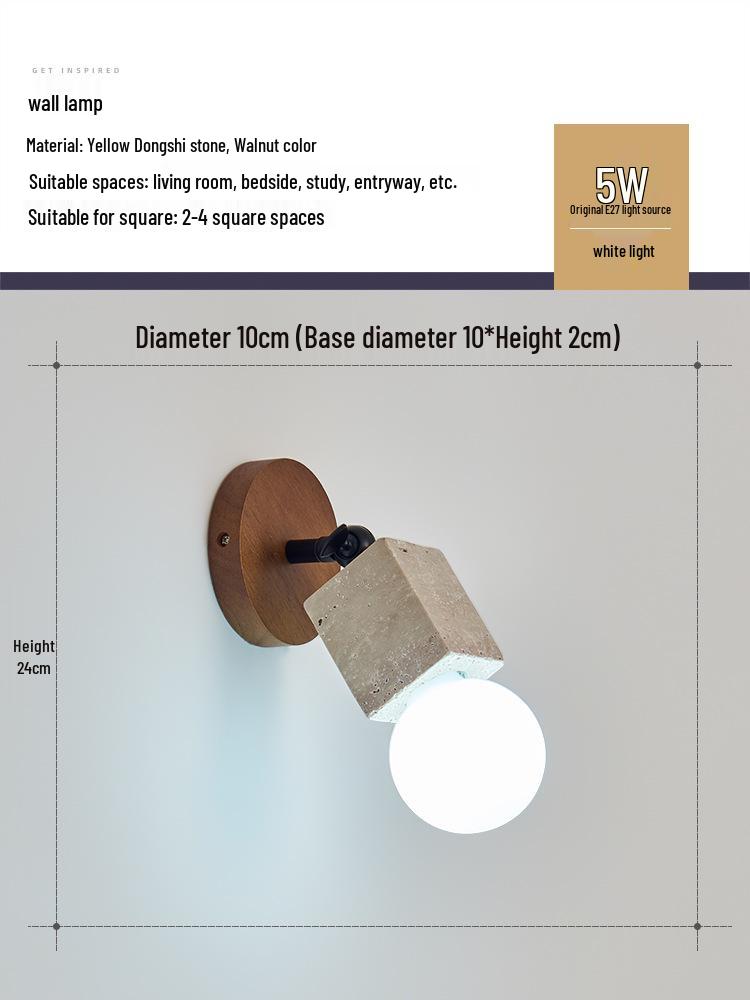 Wabi-Sabi Style Yellow Travertine Adjustable Ceiling Light for Living Rooms and Hallways