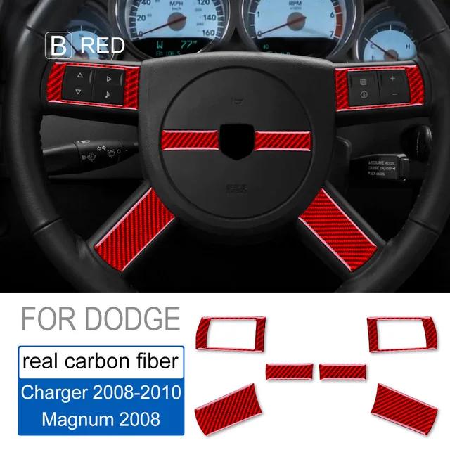 For Dodge Magnum Charger 2008 2009 2010 Real Soft Carbon Fiber Car Steering Wheel Cover Sticker Accessories Interior Trim