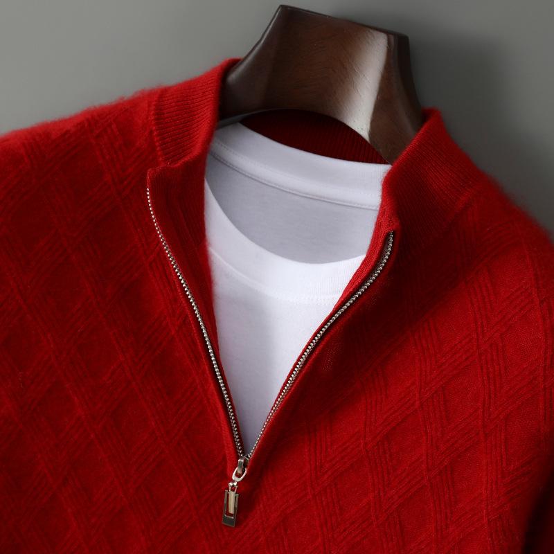 Herren Kaschmirwolle Reißverschluss Pullover - Hochwertige Business Casual Strickware