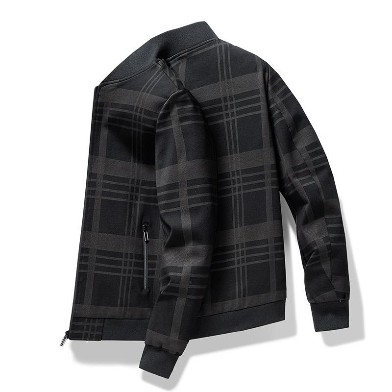 Spring and Autumn New Middle-aged and Elderly Jacket Men's Casual Breathable Dad's Clothing Striped Slim Lapel Jacket Men's Clothing