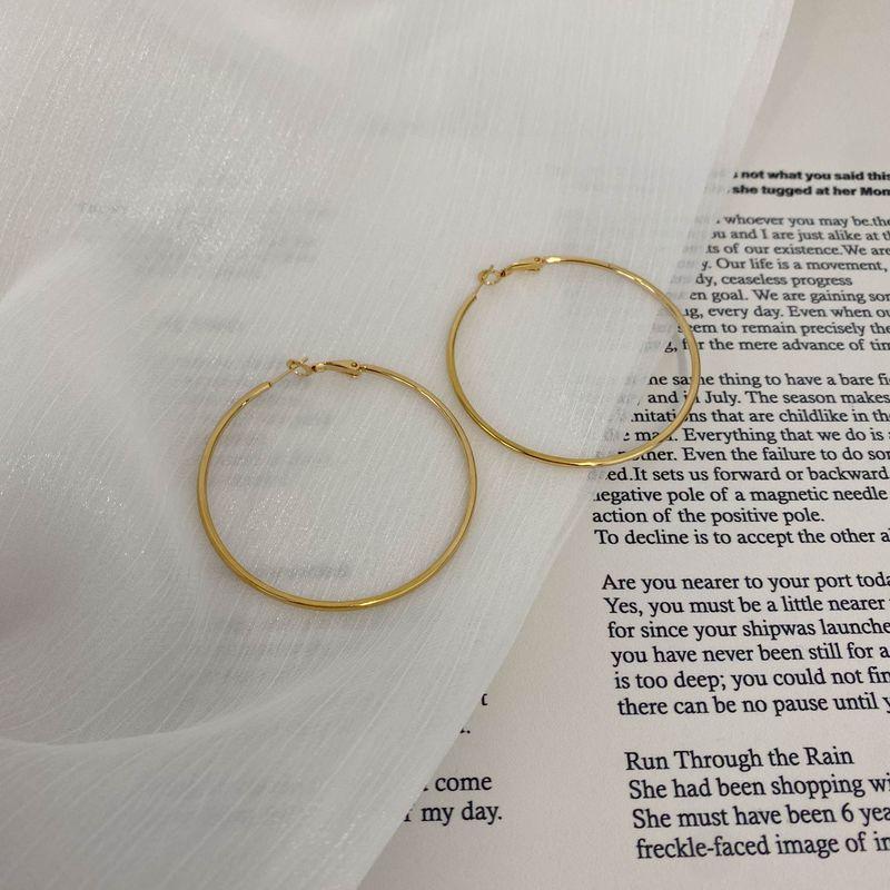 New Arrival Fancy Elegant Earrings Circle Titanium Steel Color Retention Exaggerated Fashionable Minimalist Big Circle Earrings Fashion Ring