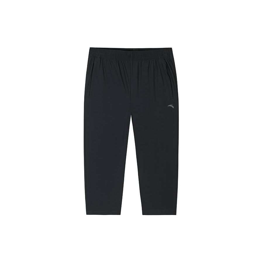 Anta Training Series Solid Color Mid-Rise Comfortable Breathable Seven-Point Casual Pants Men Pants Black 152427320-1