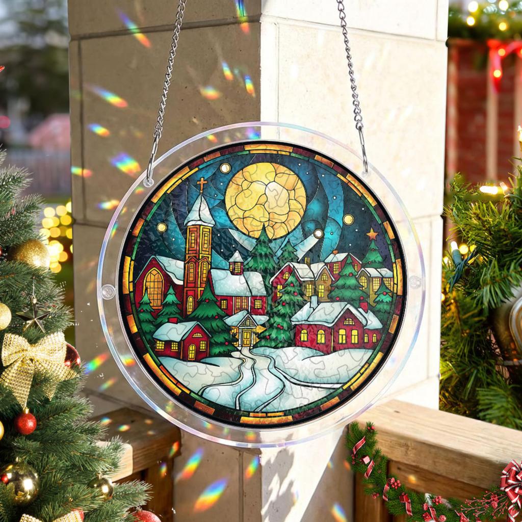 Acrylic Puzzle Suncatcher for Christmas - Hanging Window Decoration, Holiday Suncatcher Ornament