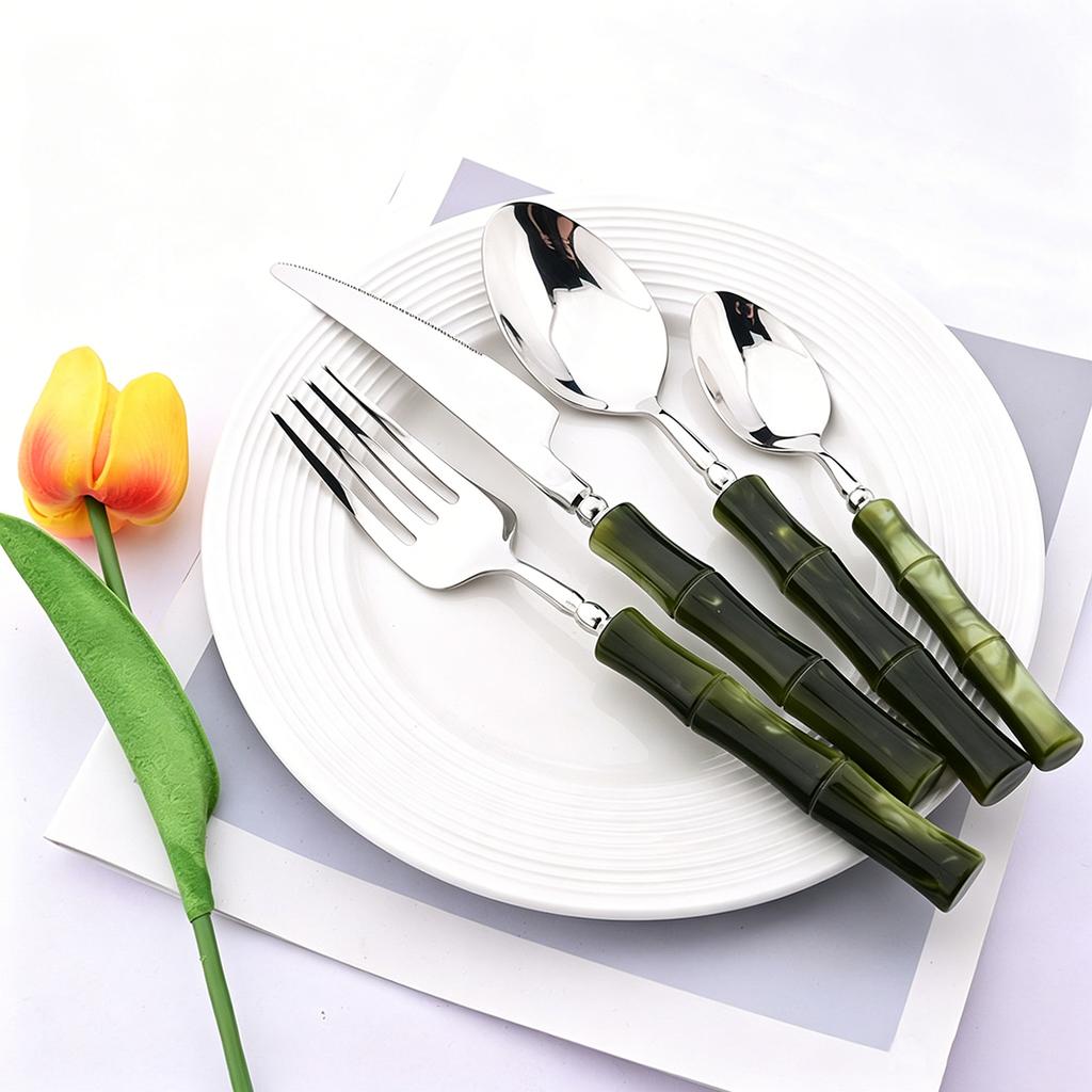 1pc Mirror Stainless Steel Dinnerware Plastic Handle Western Cutlery Butter Knife Fork Spoon Kitchen Party Tableware