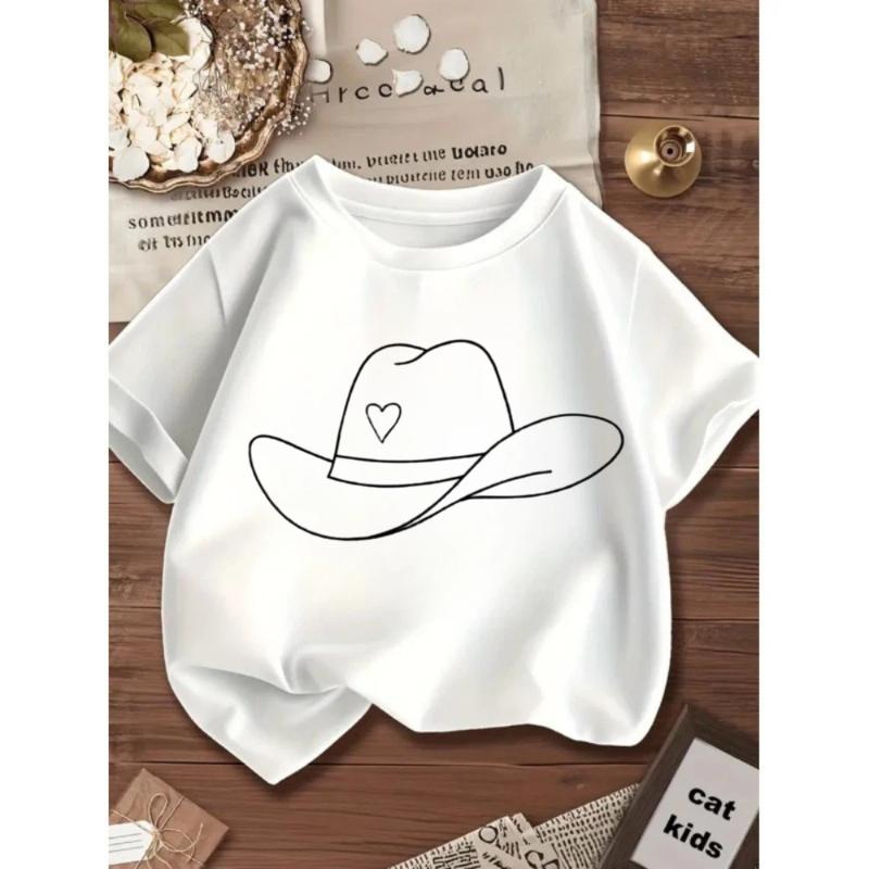 Girl's Dress Farm Girl Baseball Jacket Girl's Denim Shirt 100% Pure Cotton Hat Heart Premium Style Summer T Shirt for Kids Children
