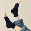 3Pairs Knitted Short Tube Socks Solid Color Mid-calf  Socks Women Breathable Bare Toe Socks  Lady