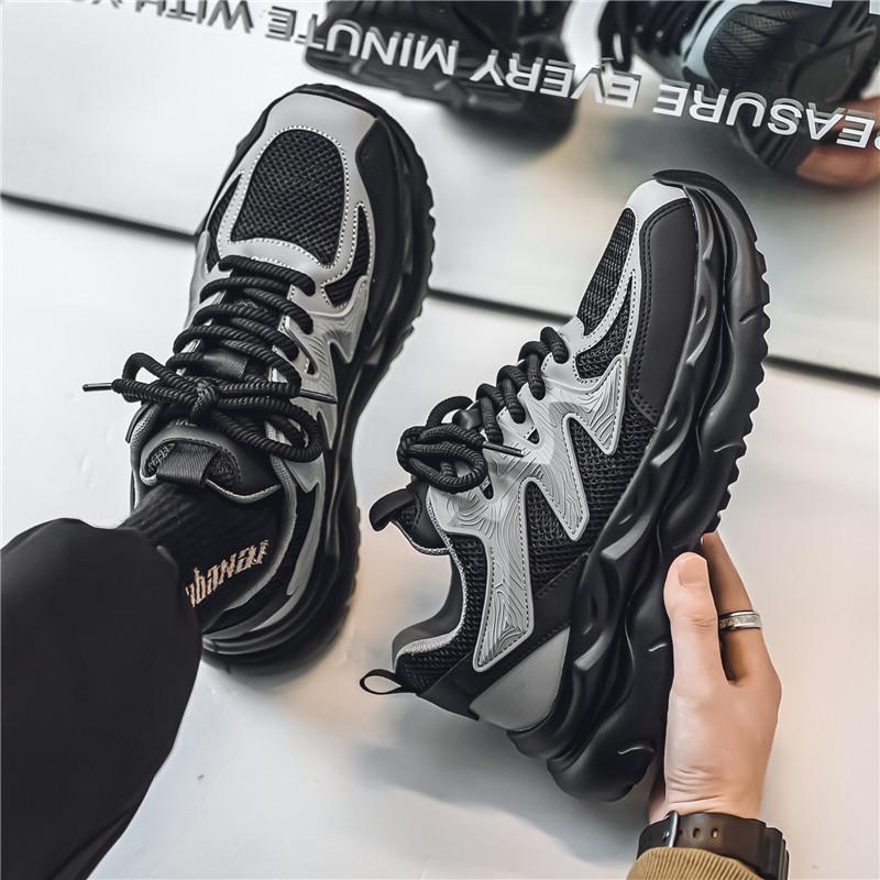 Trend casual men's shoes autumn new breathable non-slip men's sports travel shoes thick sole heightening dad trendy shoes men
