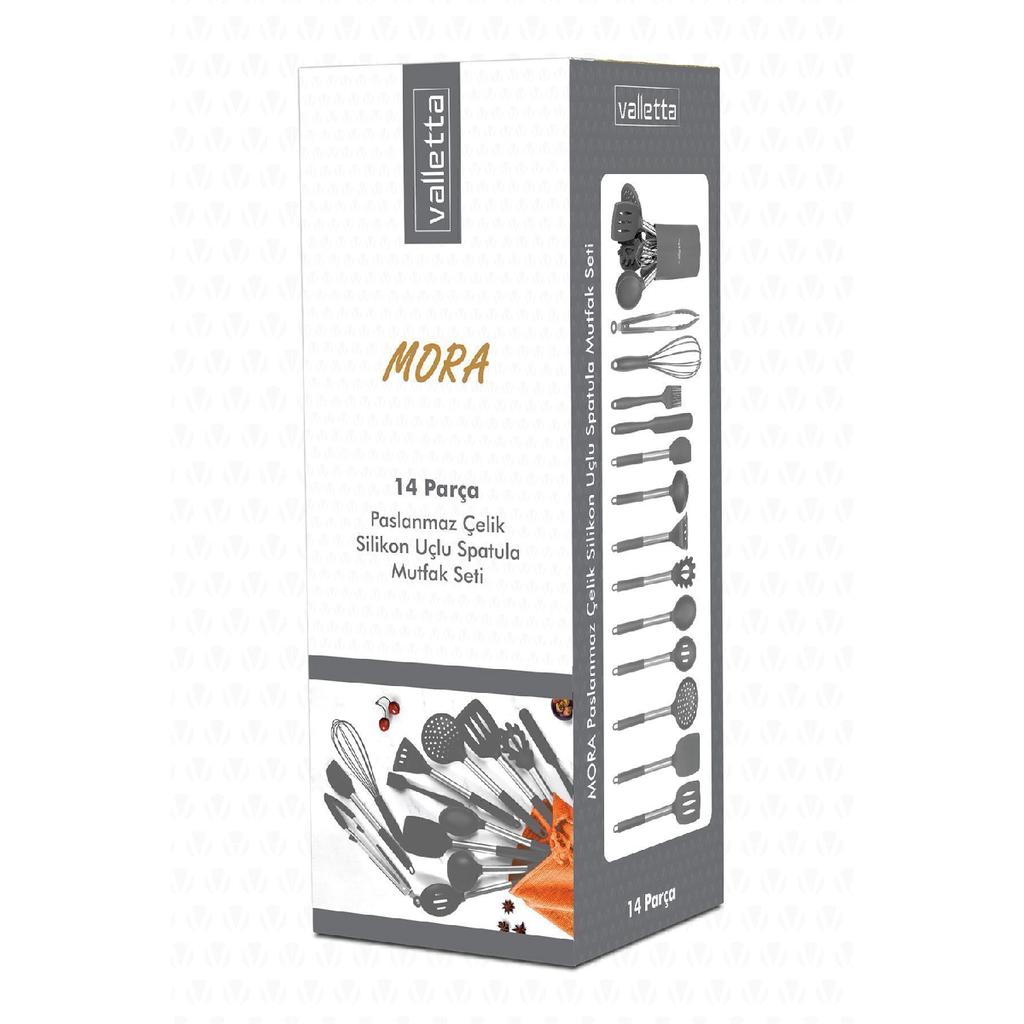 Mora 14 Piece Stainless Steel Silicone Tip Spatula Kitchen Set Black