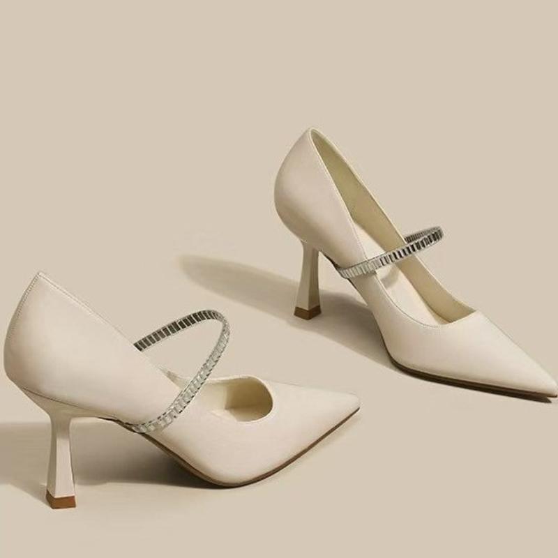 Móda 2025 Nové Dámské Sandály na Vysokém Podpatku s Ostrým Špičkou a Páskem Vzadu, Vílí Styl, Jednoduché Boty, Sandály Dámské Boty