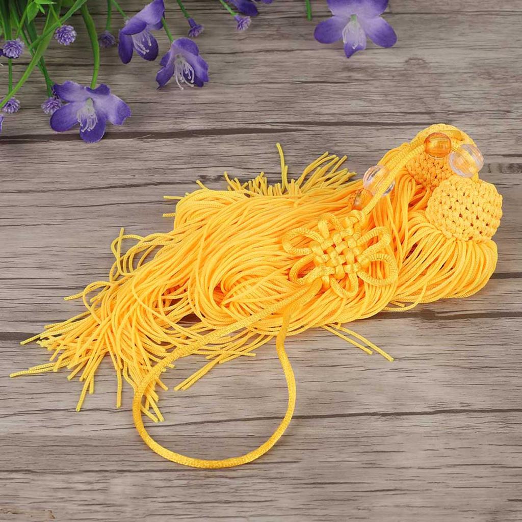 Chinese Martial Arts Kung Fu Taiji Sword Tassel Yellow Short Sword Tassel