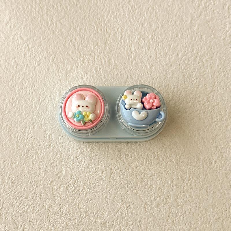 1pc Mini Contact Lens Case for Eyes Travel Kit Holder Cartoon Cute Cosmetic Contact Lenses Case Box Container Travel Accessaries