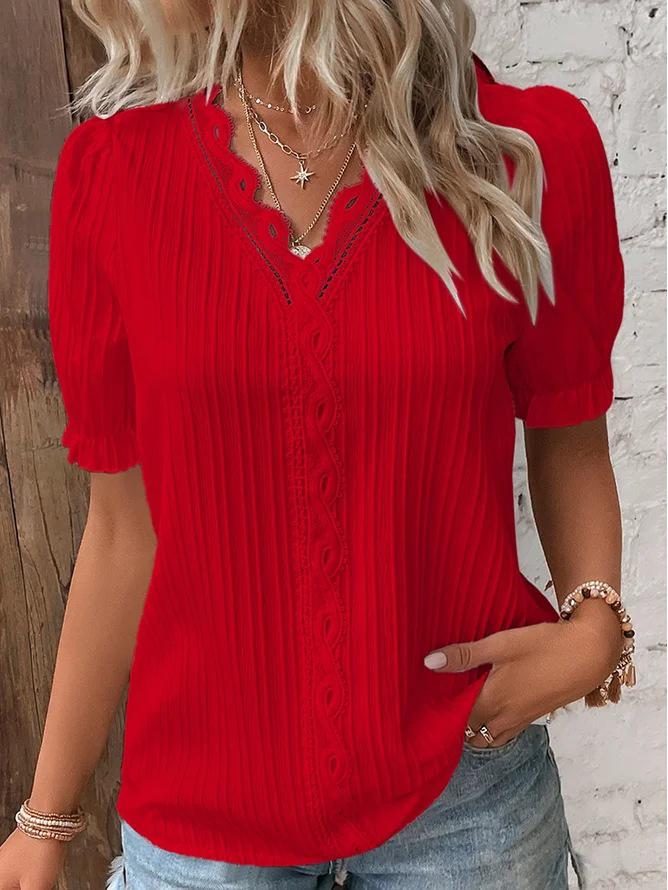 Summer 2023 Women's Fashion Hollow Short-Sleeved Shirt