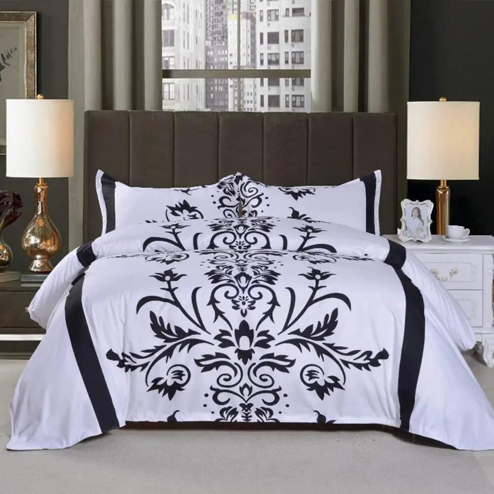 Adults Black Damask Duvet Cover Set KingAntique Victorian Baroque Bedding Set Gothic Vintage Floral Bohemian Exotic Quilt Cover