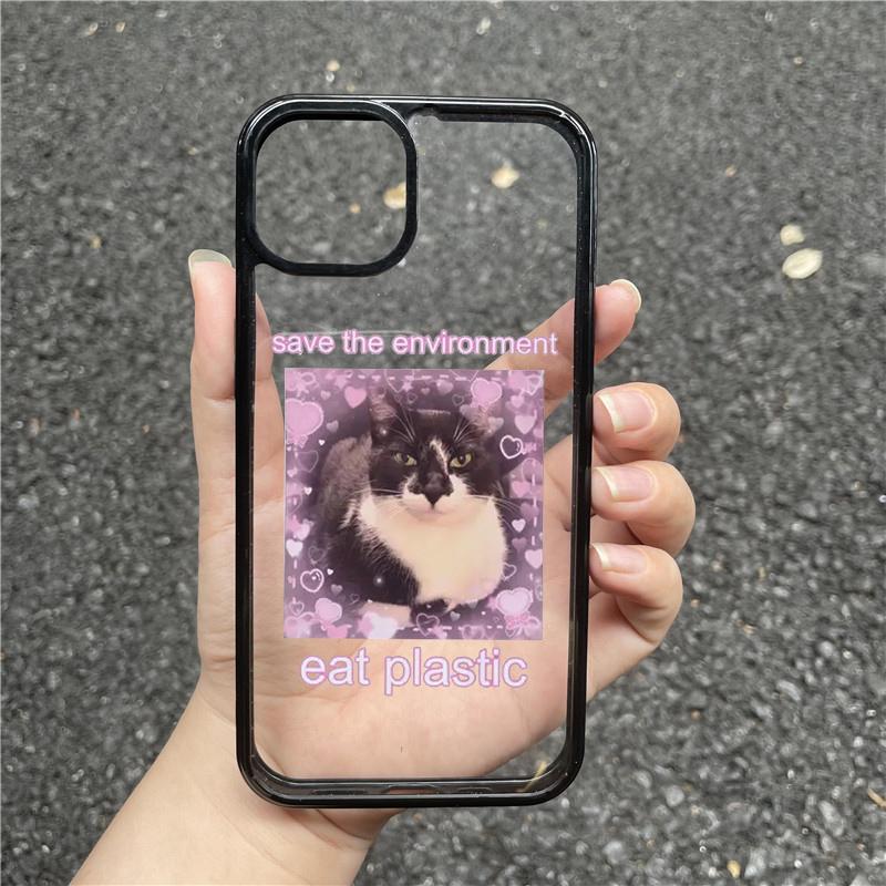 Funny Cartoon Meme Cat Phone Case for IPhone 15 Pro Max 16 11 12 13 14 Pro Max 7 8 Plus 13 Mini XS Max XR 17 Cover Clear Fundas