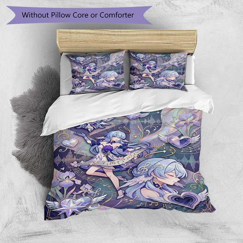 3pcs Duvet Cover Set (1*Duvet Cover + 2*Pillowcase, Without Core), Robin (Honkai Star Rail) Print Bedding Set, Bedroom Decor, All‑Season, Birthday Gif