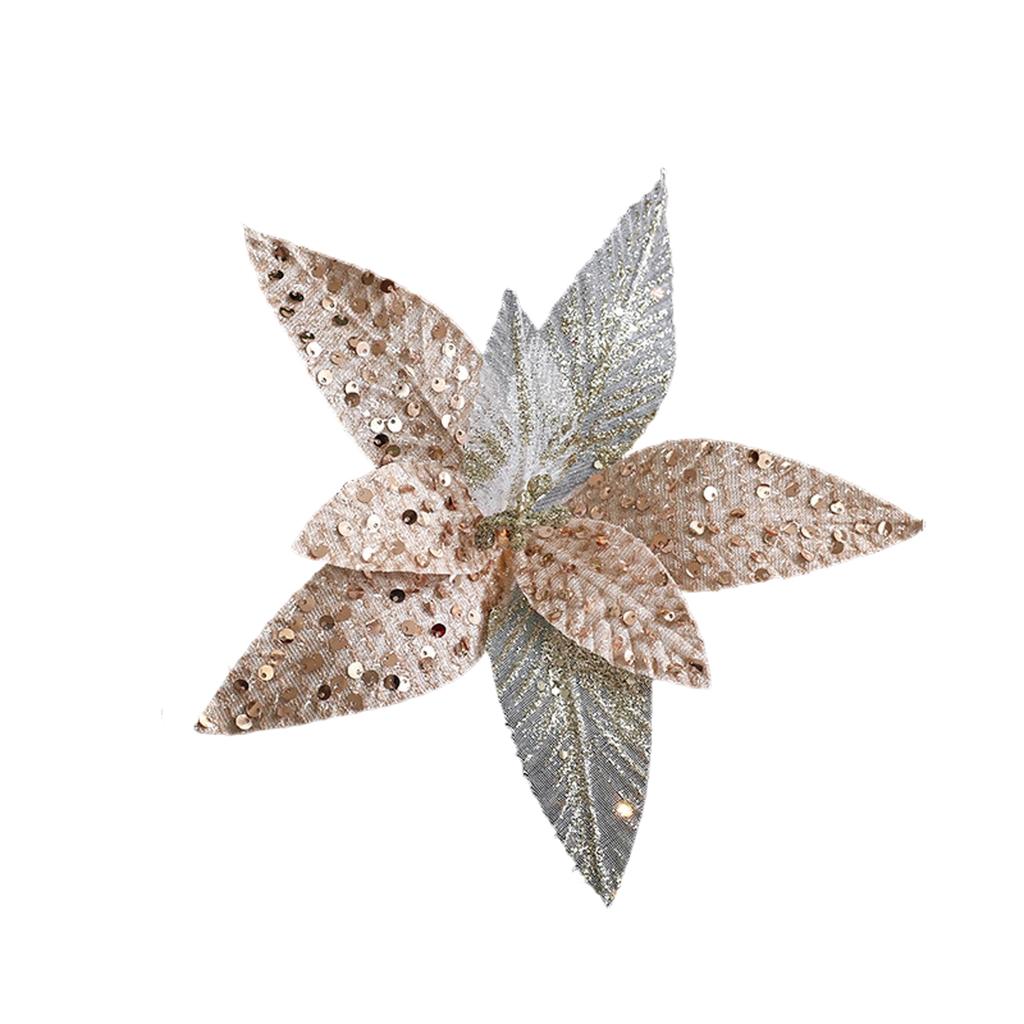 High-end Fabric Christmas Flower Simulation Flower Sticky Powder Gold Powder Flower Arrangement Christmas Tree Wreath Rattan Decoration