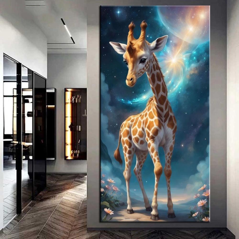 

Полная дрель 5D DIY Алмазная картина Жираф Осел Зебра Слон Картина Алмазная вышивка крестом Домашний декор J3844 round 30x60cm белый