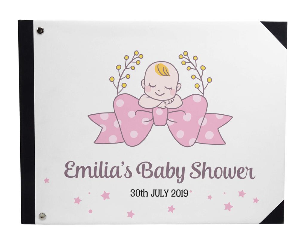 Darling Souvenir Blue Seamless Heart & Baby Objects Personalized Printed Baby Shower  Guest  Book  Scrapbook-7 x 9