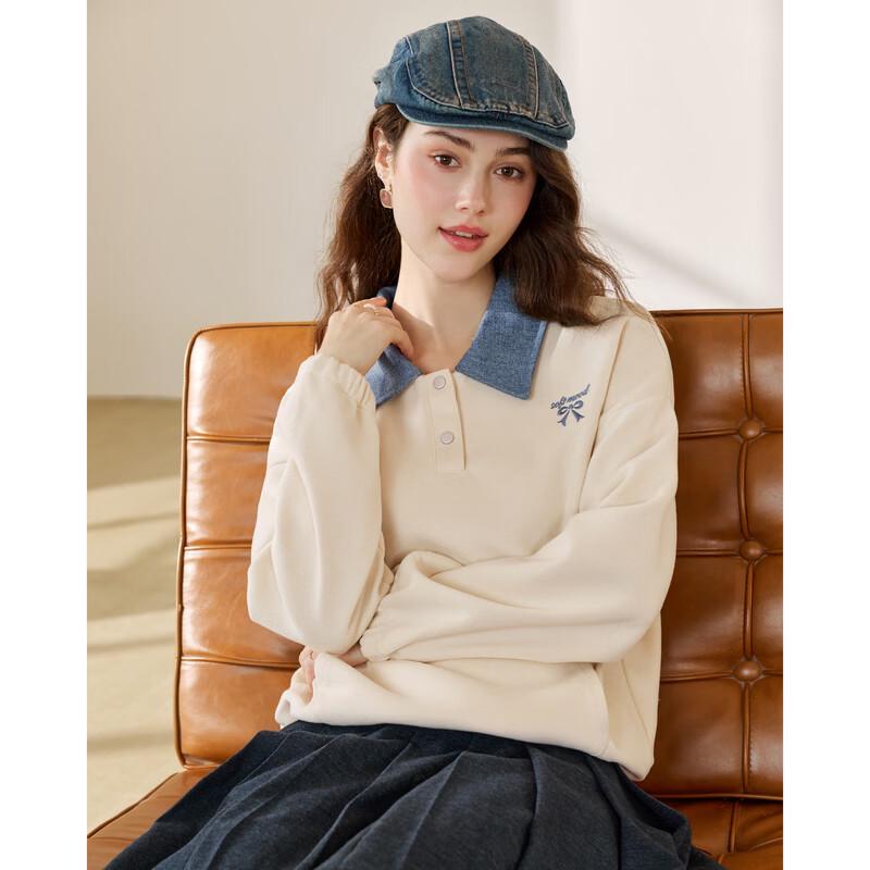 Betu Women's Casual Loose POLO Collar Sweatshirt