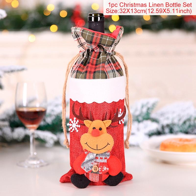 Christmas Wine Bottle Cover Merry Christmas Decorations For Home Christmas Ornament Xmas Table Decor New Year 2026 Navidad Gift