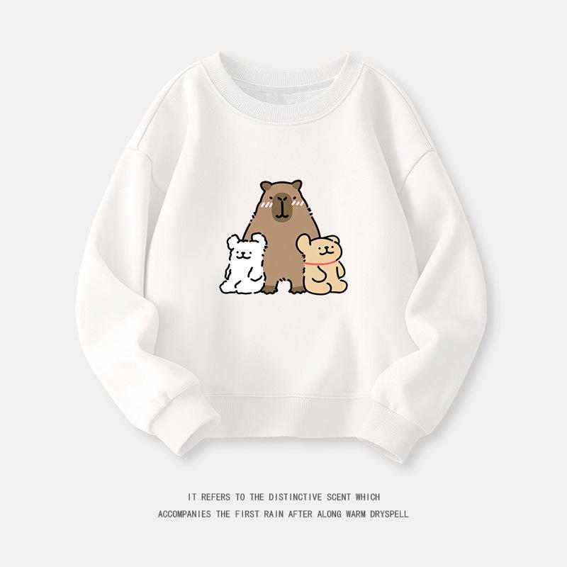 Cartoon Capybara Round Neck Sweatshirt for Boys and Girls - Spring/Autumn Long-Sleeve Shirt