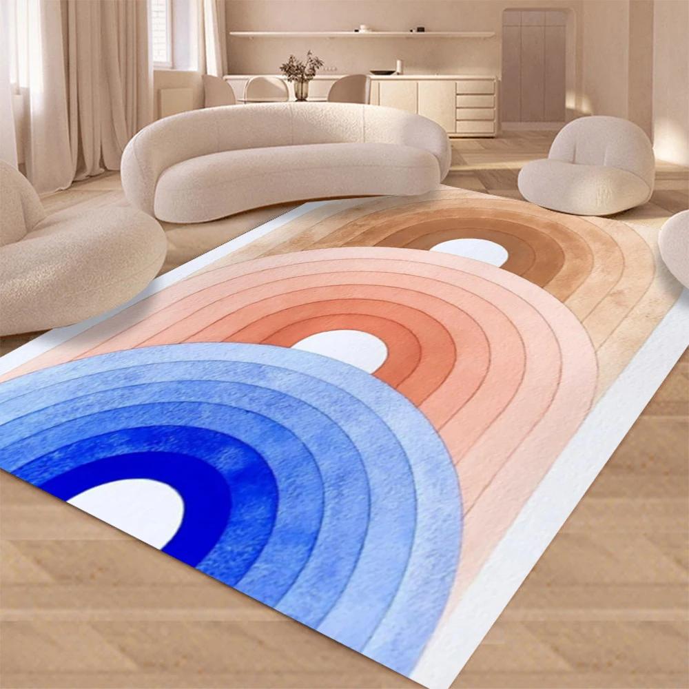 Luxury Rainbow Abstract Line Art Carpet Living Room Sofa Rug Home Decor Bedroom Rug Lounge Kitchen Coffee Table Floormat Modern