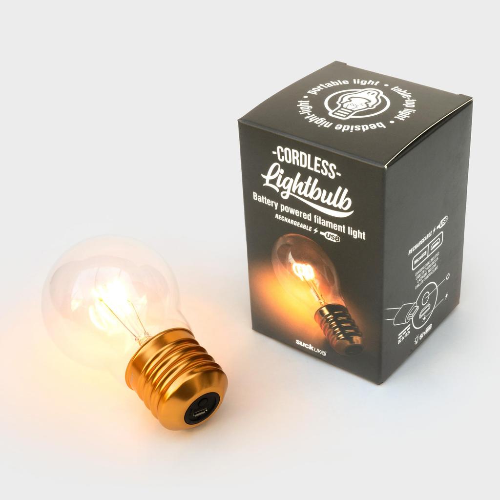 SUCK UK LED Table Filament USB Tabletop Lamp, Cordless, Rechargeable,
