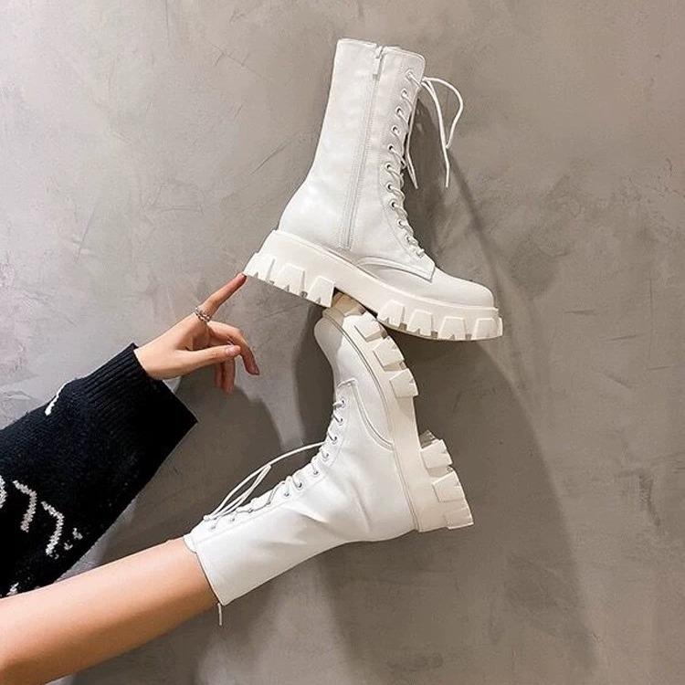 Martin boots heightened bottom women's small 2025 new soft leather thick-soled spring and autumn single boots British style black short boots