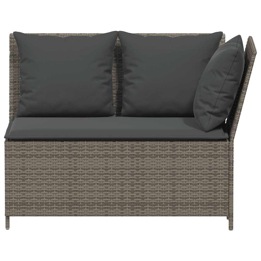 3 Piece Garden Sofa Set with Cushions Grey Poly Rattan