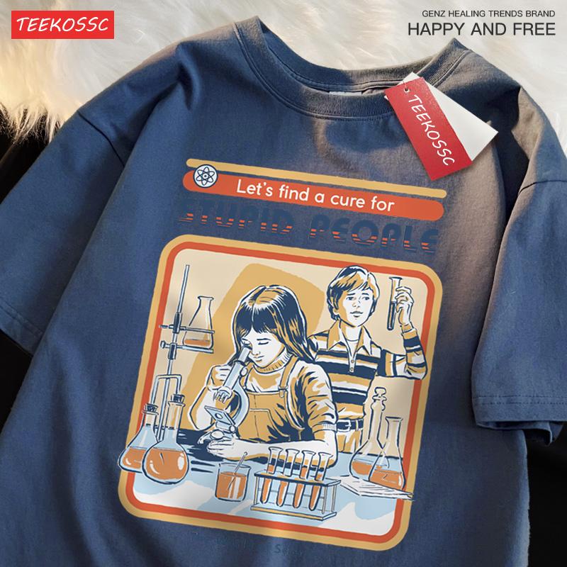A Cure For Stupid People Clothing Male Oversized Breathable Tshirt Loose T-Shirts Harajuku Casual Cotton Short Sleeve Couple