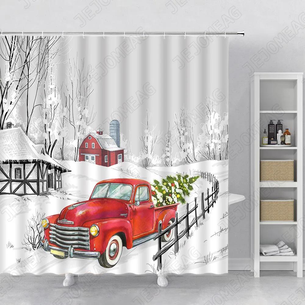 

Снеговик Шар из веревки Занавеска для душа Зимний пейзаж Рождественская тема Домашнее украшение для ванной комнаты Набор аксессуаров для ванной Занавеска для ванны 90x180cm-35x70in