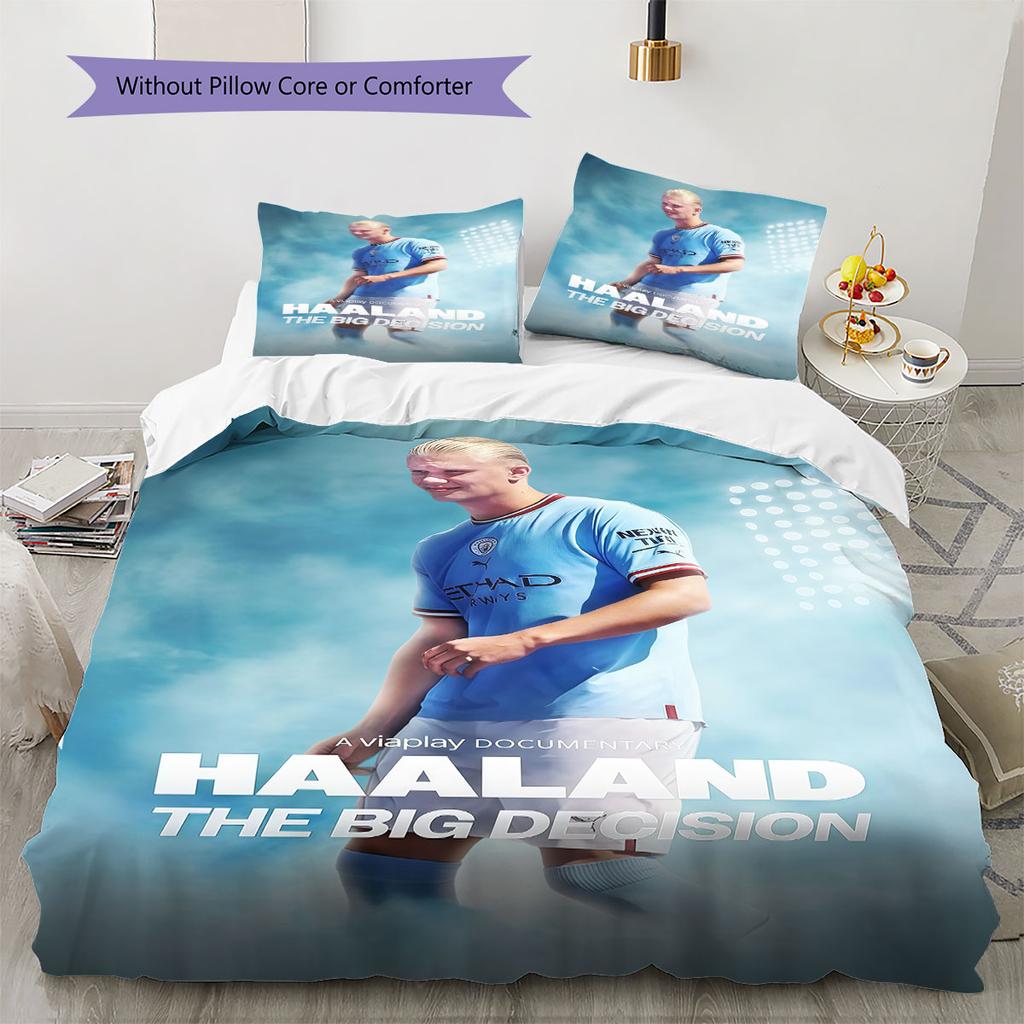 Erling Haaland Force Bedding Quilt Set Quilt Cover Pillowcase Home Decoration Birthday Gift (1 * Duvet Cover + 2 * Pillowcase, Without Core)