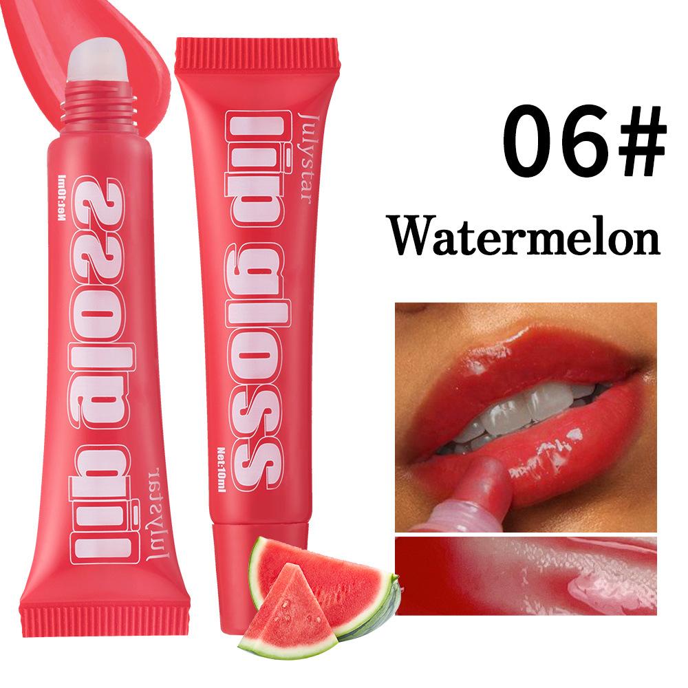 Julystar 8 Colors Long-lasting Moisturizing Color Plumping Lip Glaze Watery Transparent Mirror Hose Lip Oil