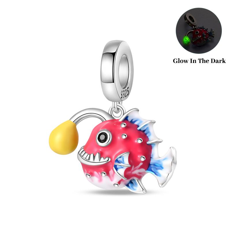 Ocean Series Copper Luminous Shell Pearl Fishtail Tortoise Charms Beads Fit 3Mm Original Bracelets Fine Diy Jewelry