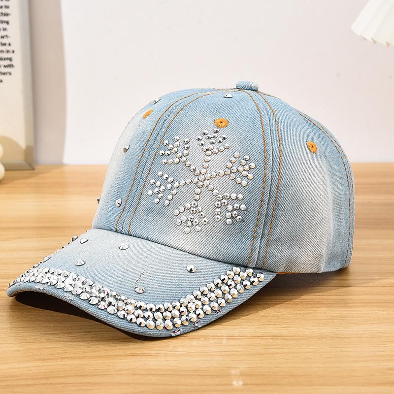 1pc Diamond-Encrusted Baseball Cap,Y2K Style Star Pattern,Casual Design,Adjustable Back Buckle,Daily Personalized Fashion Items