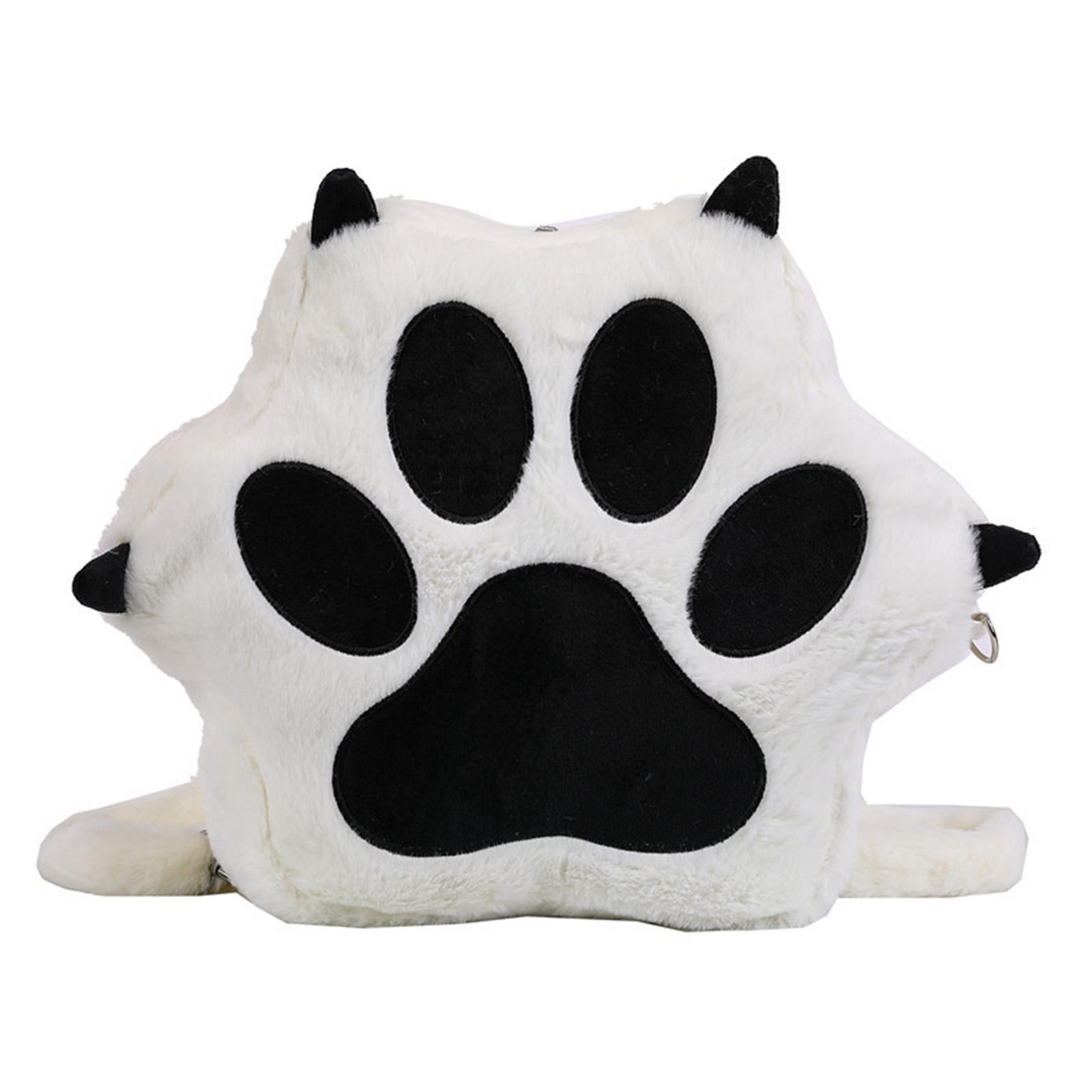 Cute Cartoon Cat Paw Plush Backpack for Girls Multi-functional Shoulder Crossbody Bag Large Capacity Student Bag for Daily