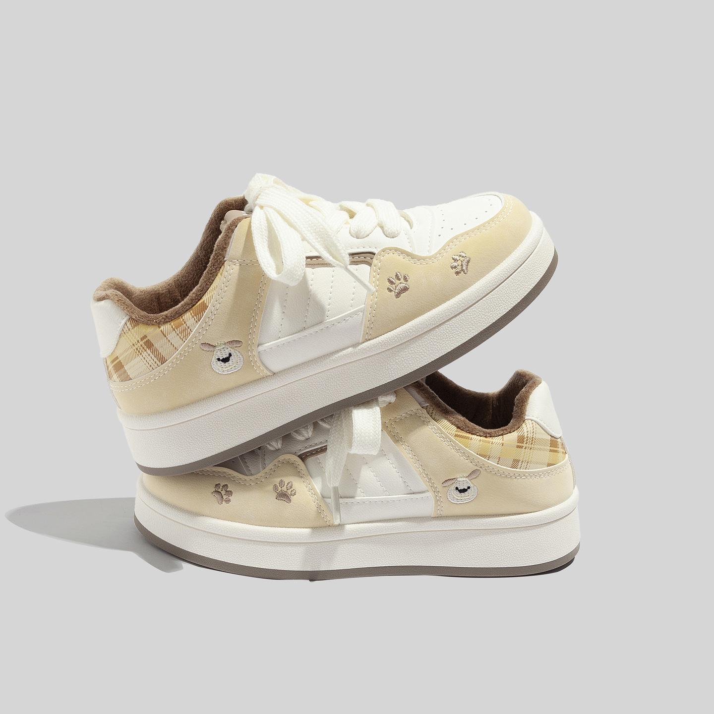 

Thick-soled velvet bread winter new niche design casual warm two cotton board shoes 35