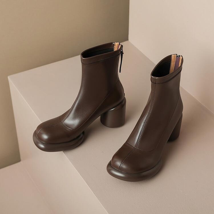 Fashion Brand Design 2025 New Women's Short Boots Walking Show Wedding Bride Size 33-42 Fashion Black Brown High Heels Woman Shoes