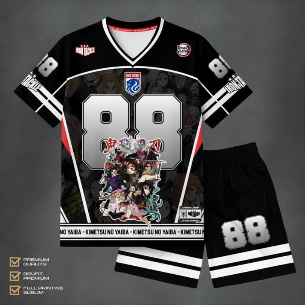 Demon Slayer Anime Jersey Set Men s Breathable Quick Dry Football Shirt & Shorts Print Streetwear for Anime Fans 100