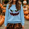 Women's Halloween Print Long Sleeve Neck Sweatshirt Fashion Casual Pullover