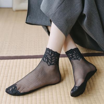 Kadınlar için Şeffaf Naylon Çoraplar Orta Boy Dantelli Bilek Çorapları Yazlık Ultra İnce Nefes Alabilen File Şeffaf Çoraplar