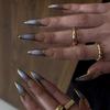 24pcs Halloween Dark Scrub Fake Nails Press On Nails Wearable Y2k Nails Super Long Pointy Nails 3D Black Snake False Nails Tip