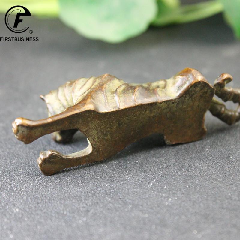 Pure Copper Animal Tiger Figurine Miniature Desktop Decoration Ornament Accessories Vintage Solid Brass Tea Pet Home Decor Craft