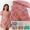 Ultra Delicate Soft Mesh Lace Fabric Quality Elegant Chiffon Lace with Stones for Handmade DIY Sewing Party Evening Dress