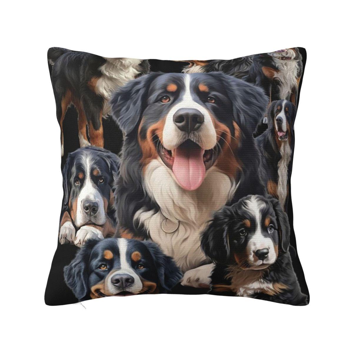 

Bernese Mountain Dog Pattern-blue Square Pillowcase Cushion Cover Pillow Case Throw Pillow Cover for Home Sofa Living Room 12x12Inch