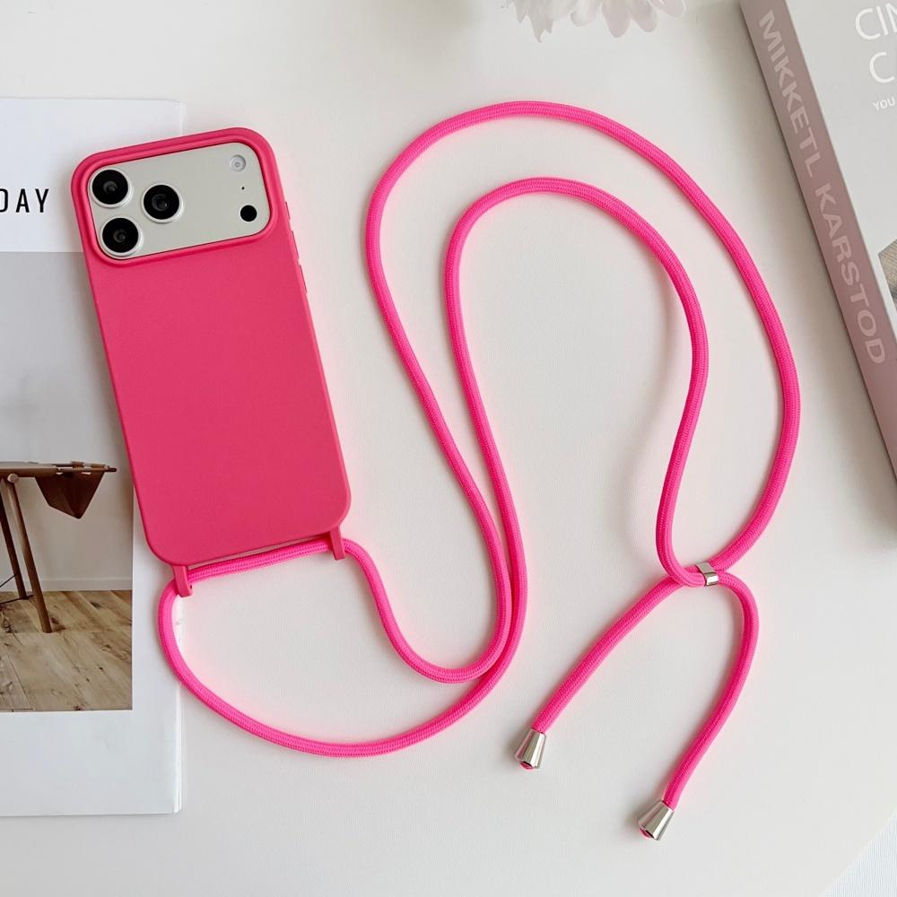 Liquid Silicone Crossbody Necklace Cord Strap Case For iPhone 17 Pro Max 16 15 14 13 12 11 XR XS X Matte Soft Protection Cover