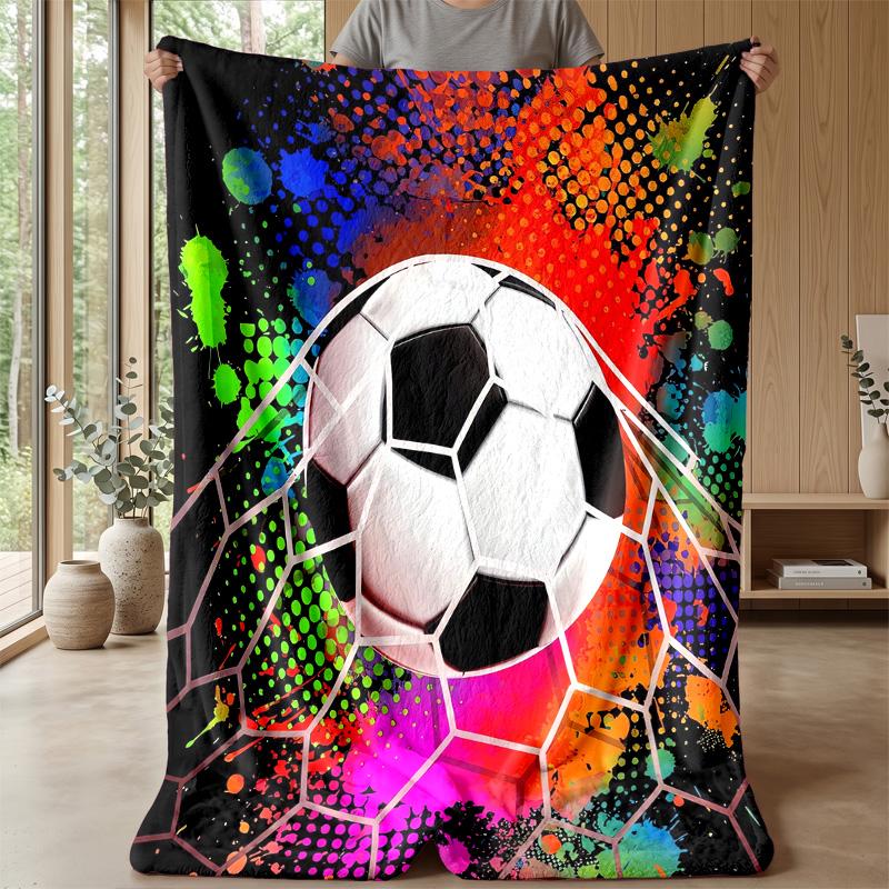 Soccer Ball and Cleats Art Theme blanket Lightweight Warm Flannel Blanket Decorative Throw Blanket for Home Decoration