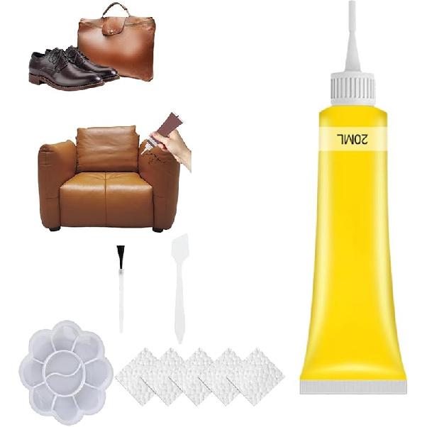 

Гель для ремонта кожи Advanced Leather Repair, набор для ремонта разрывов кожи на автомобильных сиденьях, набор для ремонта кожи, простота и удобство в эксплуатации, быстрый эффект (2шт-бежевый) 1pcs-Yellow