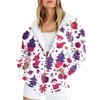 Ladies Fashion Casual Christmas Print Sweatshirt  Winter Long Sleeve Cardigan Jacket With Pocket Zipper Hoodie Jacket