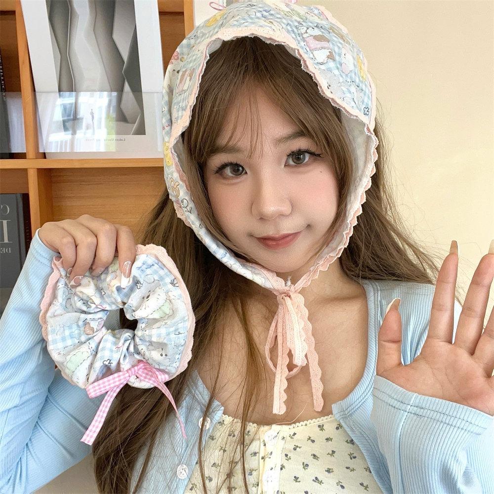 

Turban Triangle Bandana Lolita Large Intestine Hair Loop Cute Triangle Scarf Travel